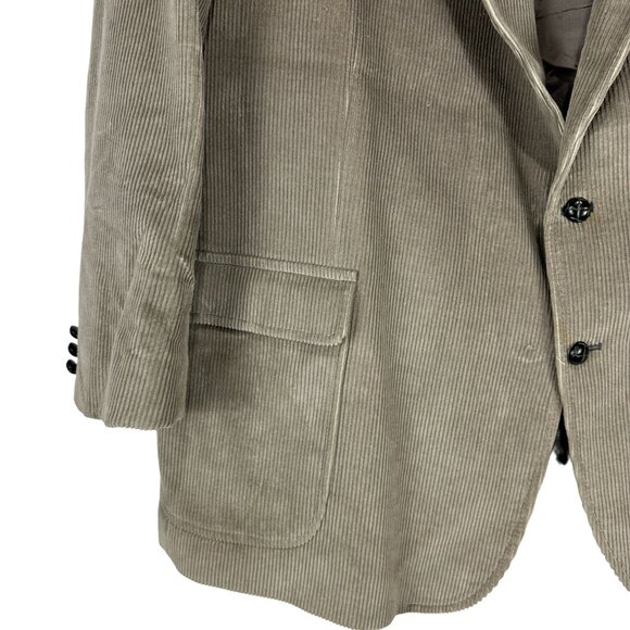 Brad Whitney Mens Beige Corduroy Blazer Size 56 Classic 2 Button Suit Jacket - Picture 5 of 11
